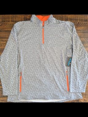 Birdie Bound Shirt Mens 3XL Gray Cocktail Print 1/4 Zip Golf Pullover Stretch UV